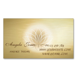 Elegant Modern Stylish Gold Lotus Flower Business Card Magnet