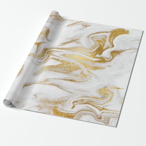 Elegant modern stylish gold  white marble look wrapping paper