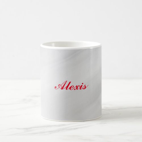 Elegant Modern Stylish Grey Red Name Coffee Mug
