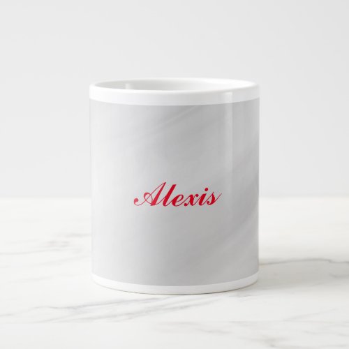 Elegant Modern Stylish Grey Red Name Giant Coffee Mug