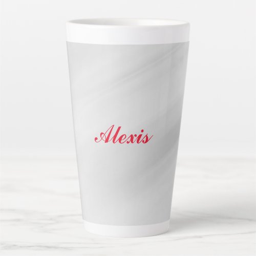 Elegant Modern Stylish Grey Red Name Latte Mug