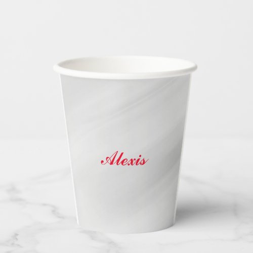 Elegant Modern Stylish Grey Red Name Paper Cups