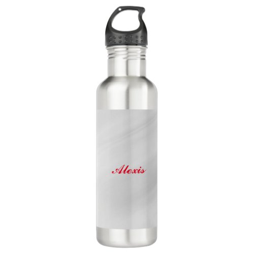 Elegant Modern Stylish Grey Red Name Stainless Steel Water Bottle