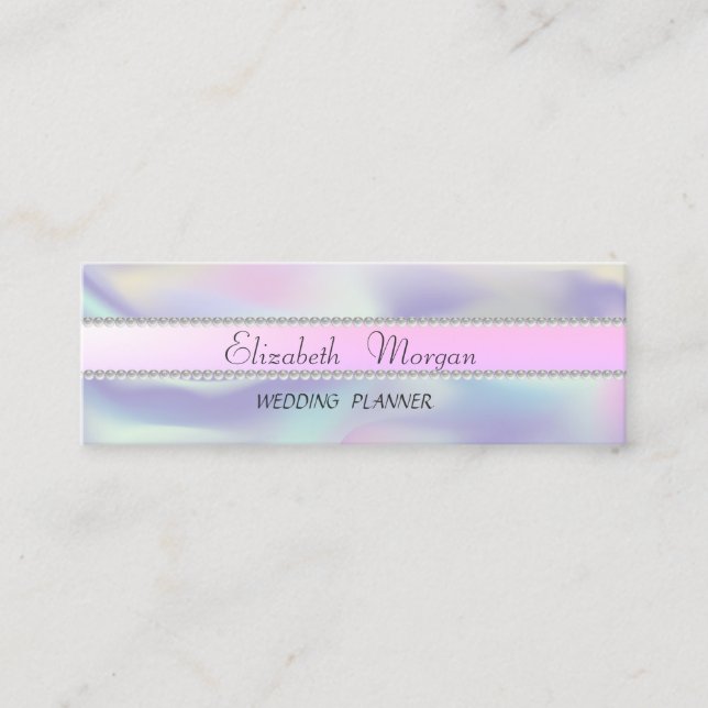Elegant Modern Stylish Hologtaphic,Pearls Mini Business Card (Front)