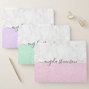 Elegant modern stylish marble & glitter file folder