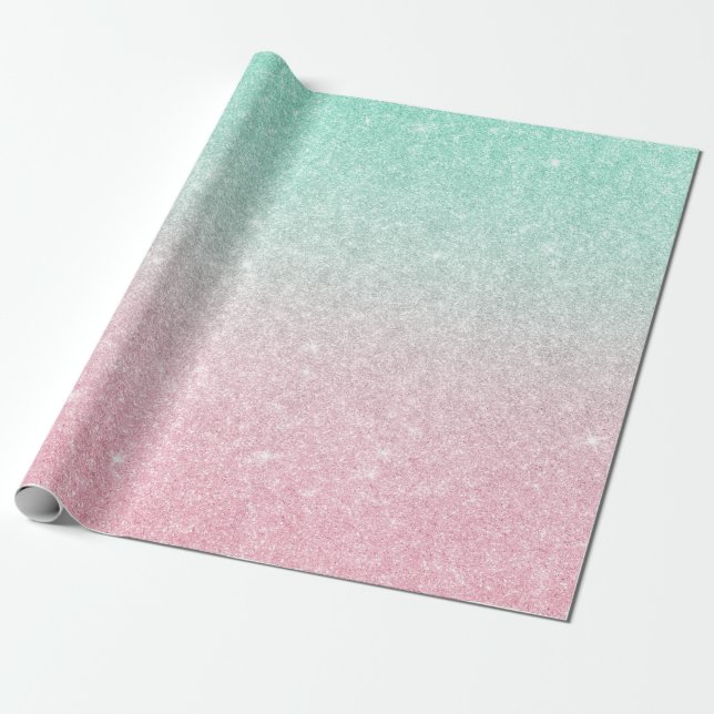 Elegant modern stylish mermaid colors glitter wrapping paper (Unrolled)