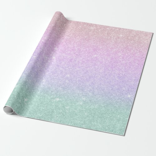 Elegant modern stylish mermaid colors glitter wrapping paper