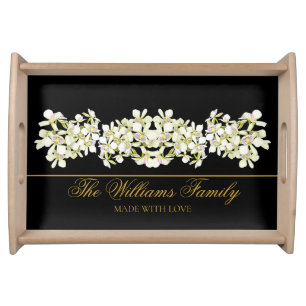 Elegant Modern Stylish Mr & Mrs Wedding Black Gold Serving Tray