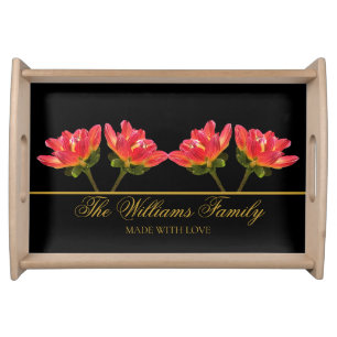 Elegant Modern Stylish Mr & Mrs Wedding Black Gold Serving Tray