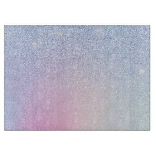 Elegant modern stylish ombre blue glitter rainbow cutting board