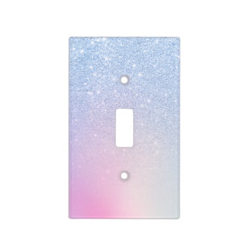 Elegant modern stylish ombre blue glitter rainbow light switch cover