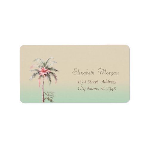 Elegant Modern StylishPalm Tree Tropical Flower Label