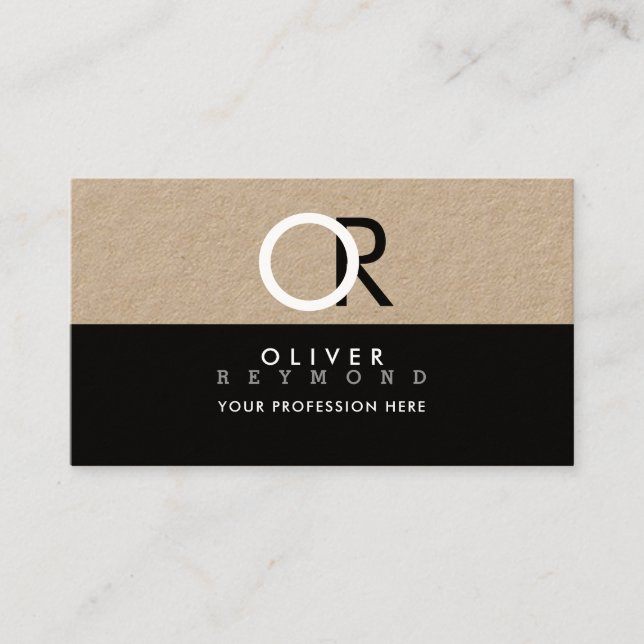 elegant, modern & stylish professional kraft/black business card (Front)