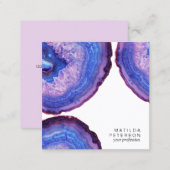 Elegant modern stylish purple agate geode stone square business card (Front/Back)