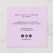 Elegant modern stylish purple agate geode stone square business card (Back)