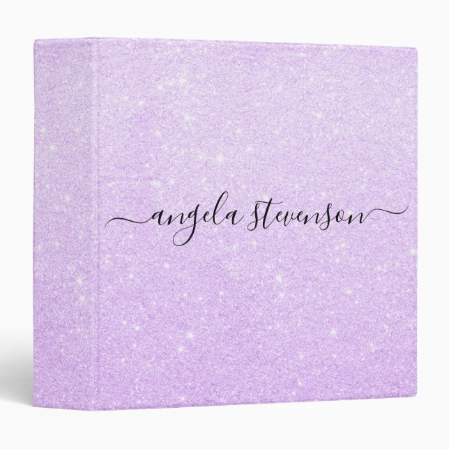 Elegant modern stylish purple glitter 3 ring binder (Front/Spine)