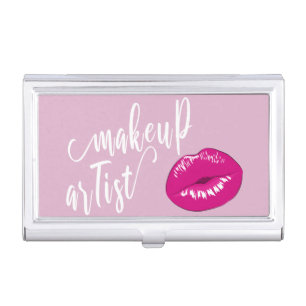 Elegant modern stylish purple lips makeup artist business card case