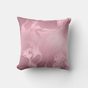 Elegant modern stylish rose gold marble & glitter throw pillow
