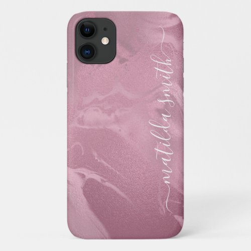 Elegant modern stylish rose gold marble look iPhone 11 case