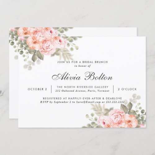 Elegant Modern Stylish Roses Bridal Brunch Invitation