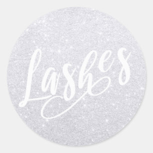 Elegant modern stylish silver glitter lashes classic round sticker