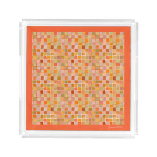 Elegant modern summer pattern golden hues acrylic tray