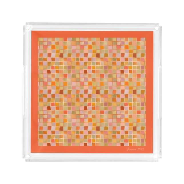 Elegant modern summer pattern golden hues acrylic tray (Front)