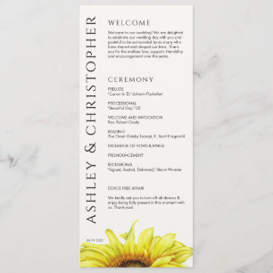 Elegant Modern Sunflower Wedding Program