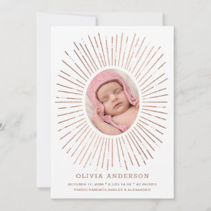 Elegant modern sunshine lines gender neutral birth announcement