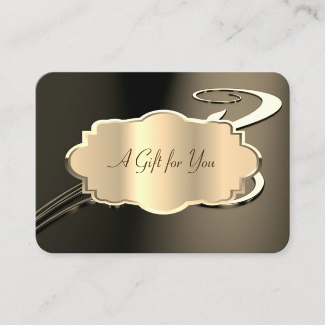 Elegant Modern Swirl  Gold Frame Discount Card (Front)