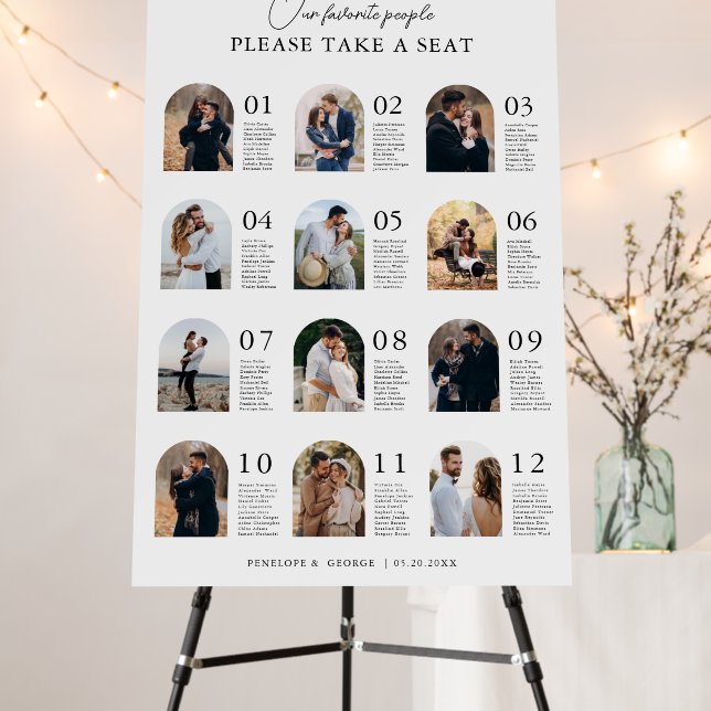Elegant Modern Table  Photo Wedding Seating Chart Foam Board (In Situ (Stand))