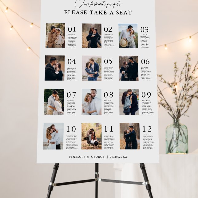 Elegant Modern Table  Photo Wedding Seating Chart Foam Board (In Situ (Stand))