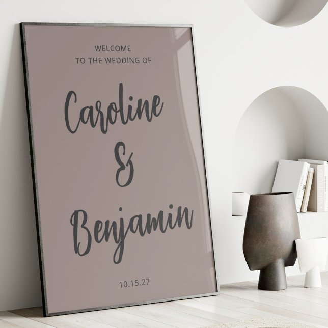 Elegant Modern Taupe and Gray Wedding Welcome  Poster (Creator Uploaded)