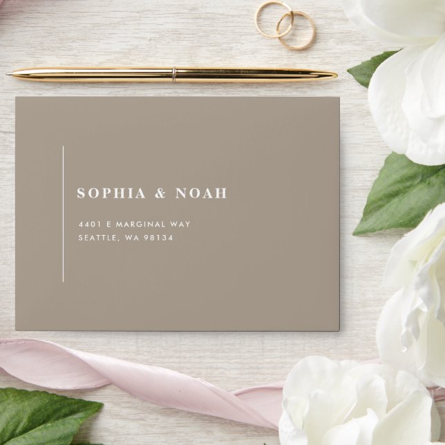 Elegant Modern Taupe Minimal Wedding Envelope (Wedding)
