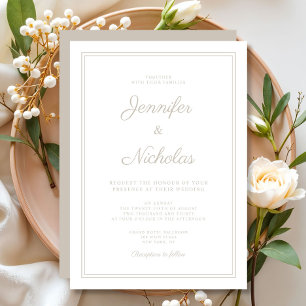 Elegant Modern Taupe Script Wedding Invitation