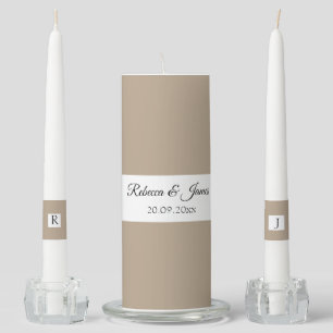 Elegant Modern Taupe Wedding Party Unity Candle Set