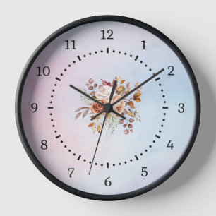 Elegant Modern Teal Floral Clock