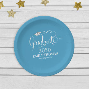 Elegant Modern Teal Graduation Party Decor Paper Plates