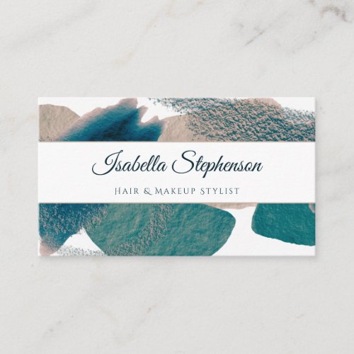 Elegant Modern Teal Green Watercolor Abstract  Business Card
