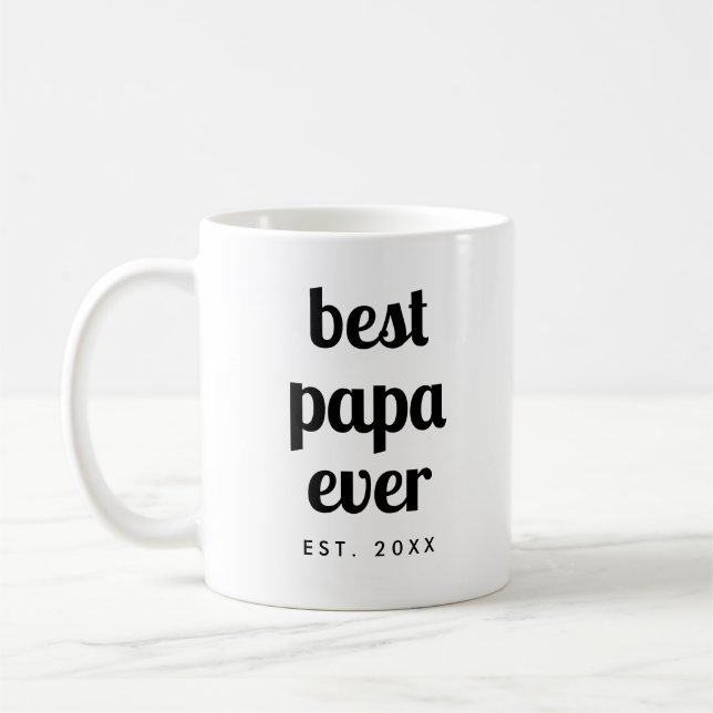 Elegant Modern Template Best Papa Ever Script Coffee Mug (Left)