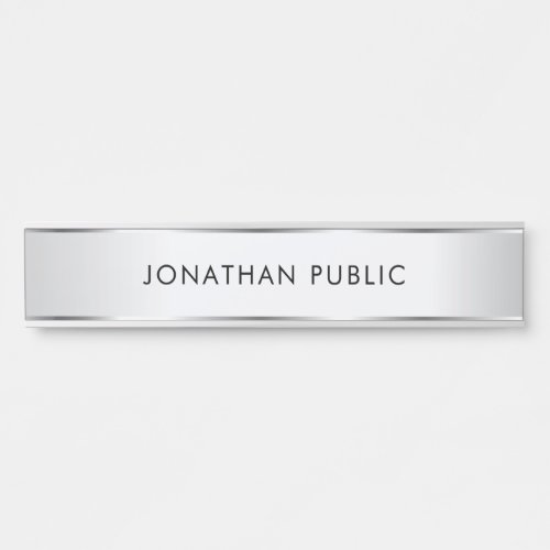 Elegant Modern Template Customizable Silver Look Door Sign