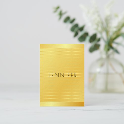 Elegant Modern Template Faux Gold Premium Thick Business Card