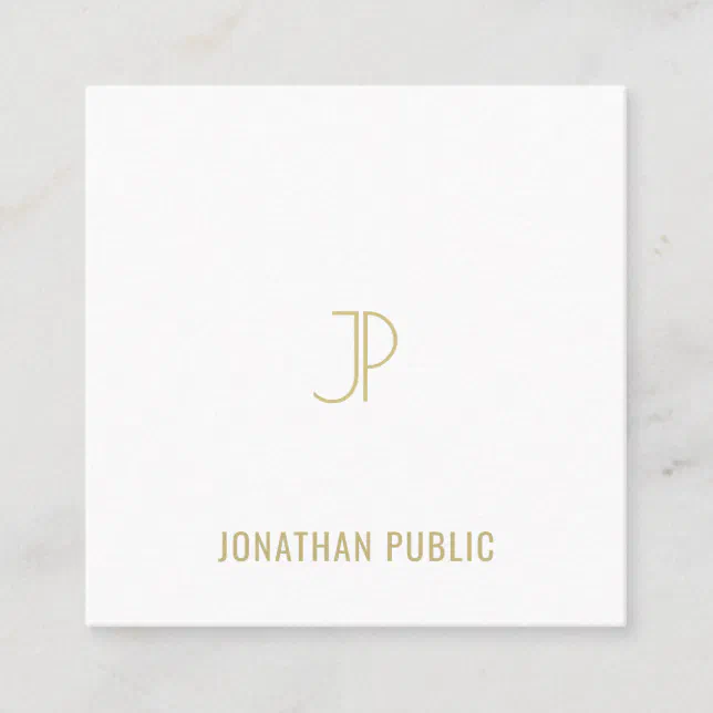 Elegant Modern Template Gold Monogram Trendy Square Business Card | Zazzle