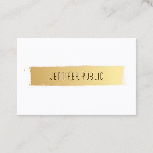 Elegant Modern Template Gold White Luxury Chic Business Card