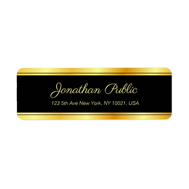 Elegant Modern Template Handwritten Script Gold Label (Front)