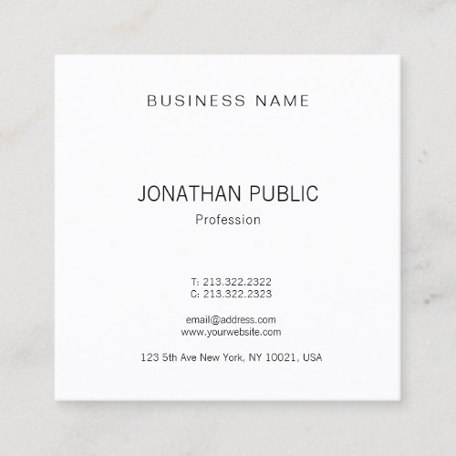 Elegant Modern Template Professional Fashionable Square Business Card