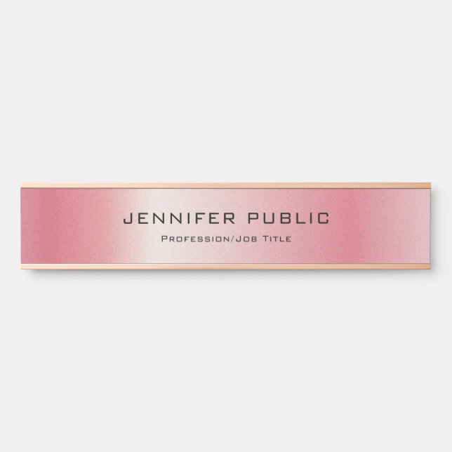 Elegant Modern Template Trendy Glamour Rose Gold Door Sign (Front)
