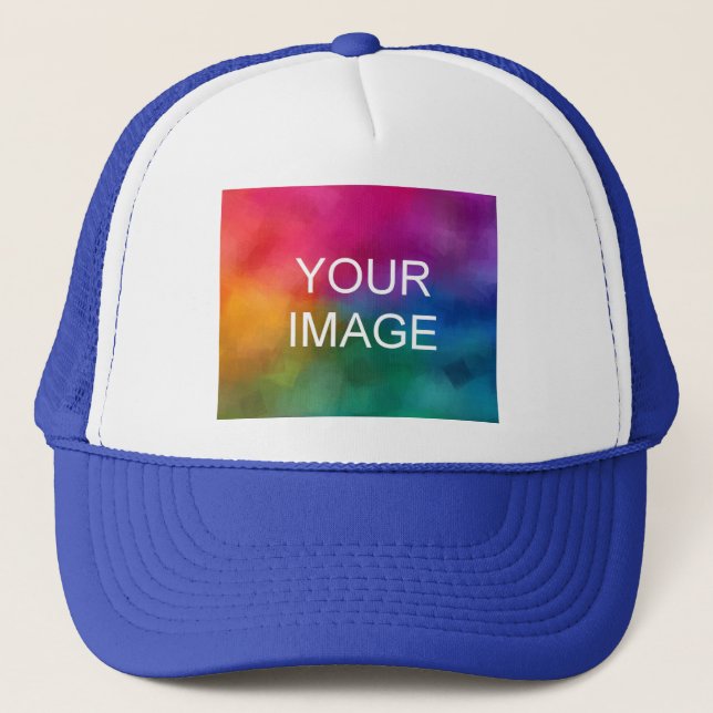 Elegant Modern Template White And Royal Blue Trucker Hat (Front)