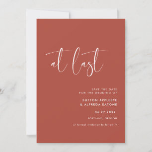 Elegant & modern terracotta At last Save The Date