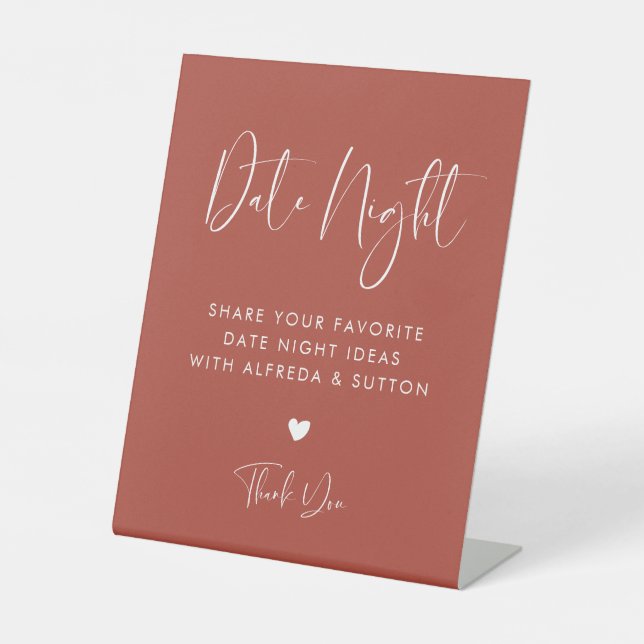 Elegant & Modern Terracotta Date night ideas Pedestal Sign (Front)